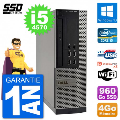 PC Dell OptiPlex 7020 SFF Intel i5-4570 RAM 4Go SSD 960Go Windows 10 Wifi