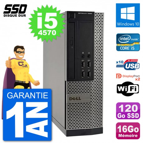 PC Dell OptiPlex 7020 SFF Intel i5-4570 RAM 16Go SSD 120Go Windows 10 Wifi