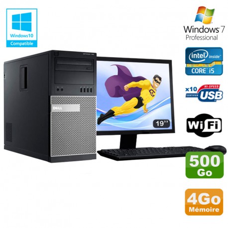Lot PC Tour Dell 7010 Core I5-3470 3.2Ghz 4Go 500Go DVD WIFI Win 7 + Ecran 19