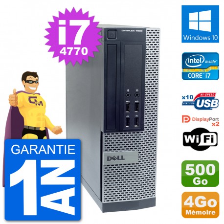 PC Dell OptiPlex 7020 SFF Intel i7-4770 RAM 4Go Disque Dur 500Go Windows 10 Wifi