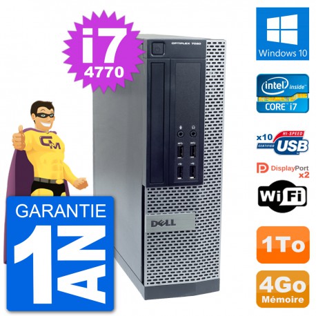 PC Dell OptiPlex 7020 SFF Intel i7-4770 RAM 4Go Disque Dur 1To Windows 10 Wifi