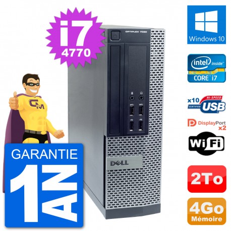 PC Dell OptiPlex 7020 SFF Intel i7-4770 RAM 4Go Disque Dur 2To Windows 10 Wifi