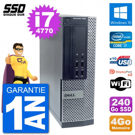 PC Dell OptiPlex 7020 SFF Intel i7-4770 RAM 4Go SSD 240Go Windows 10 Wifi