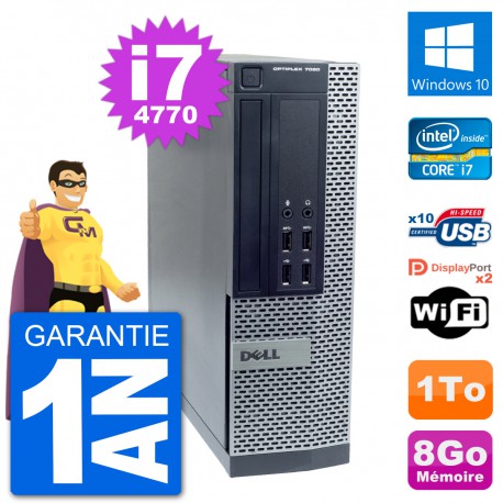 PC Dell OptiPlex 7020 SFF Intel i7-4770 RAM 8Go Disque Dur 1To Windows 10 Wifi