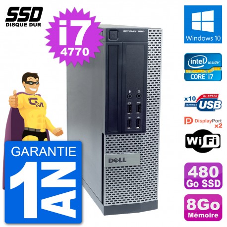 PC Dell OptiPlex 7020 SFF Intel i7-4770 RAM 8Go SSD 480Go Windows 10 Wifi