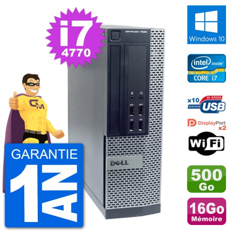 PC Dell OptiPlex 7020 SFF Intel i7-4770 RAM 16Go Disque 500Go Windows 10 Wifi