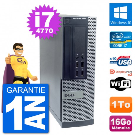 PC Dell OptiPlex 7020 SFF Intel i7-4770 RAM 16Go Disque Dur 1To Windows 10 Wifi