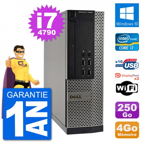 PC Dell OptiPlex 7020 SFF Intel i7-4790 RAM 4Go Disque Dur 250Go Windows 10 Wifi