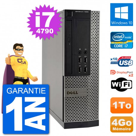 PC Dell OptiPlex 7020 SFF Intel i7-4790 RAM 4Go Disque Dur 1To Windows 10 Wifi