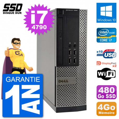 PC Dell OptiPlex 7020 SFF Intel i7-4790 RAM 4Go SSD 480Go Windows 10 Wifi