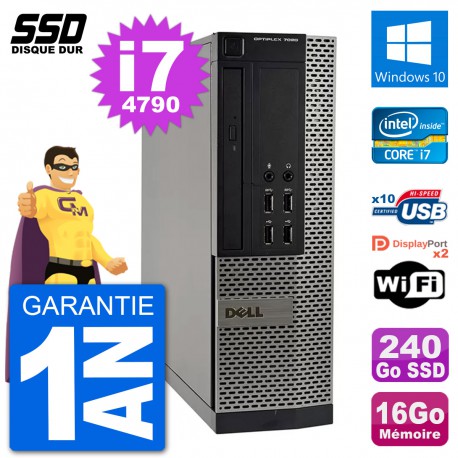 PC Dell OptiPlex 7020 SFF Intel i7-4790 RAM 16Go SSD 240Go Windows 10 Wifi