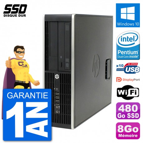 PC HP Compaq Pro 6300 SFF Intel G630 RAM 8Go SSD 480Go Windows 10 Wifi
