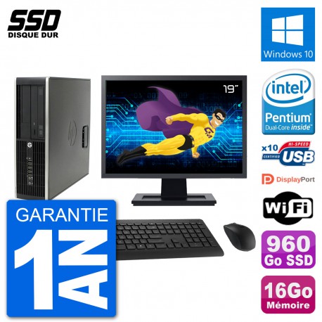 PC HP Compaq Pro 6300 SFF Ecran 19" G630 RAM 16Go SSD 960Go Windows 10 Wifi