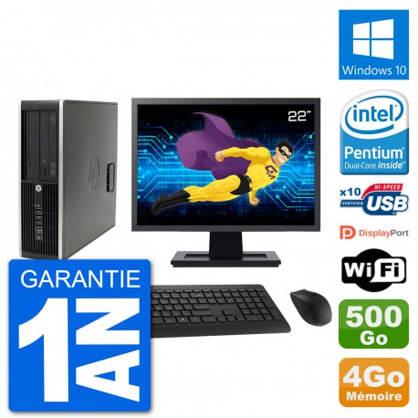 PC HP Compaq Pro 6300 SFF Ecran 22" G630 RAM 4Go Disque 500Go Windows 10 Wifi