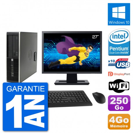 PC HP Compaq Pro 6300 SFF Ecran 27" G630 RAM 4Go Disque 250Go Windows 10 Wifi