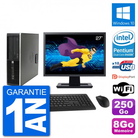 PC HP Compaq Pro 6300 SFF Ecran 27" G630 RAM 8Go Disque 250Go Windows 10 Wifi