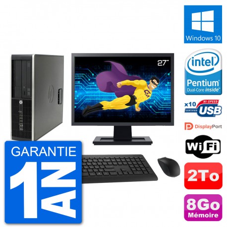 PC HP Compaq Pro 6300 SFF Ecran 27" G630 RAM 8Go Disque Dur 2To Windows 10 Wifi