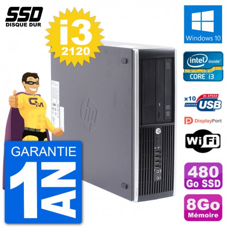 PC HP Compaq Pro 6300 SFF Intel i3-2120 RAM 8Go SSD 480Go Windows 10 Wifi