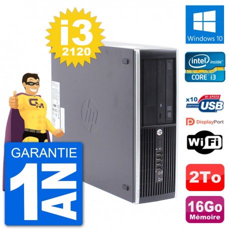 PC HP Compaq Pro 6300 SFF Intel i3-2120 RAM 16Go Disque Dur 2To Windows 10 Wifi