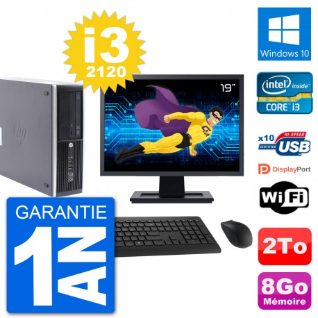 PC HP Compaq Pro 6300 SFF Ecran 19" i3-2120 RAM 8Go Disque 2To Windows 10 Wifi