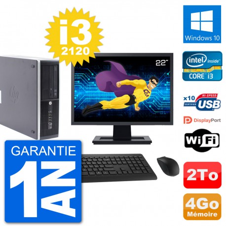 PC HP Compaq Pro 6300 SFF Ecran 22" i3-2120 RAM 4Go Disque 2To Windows 10 Wifi
