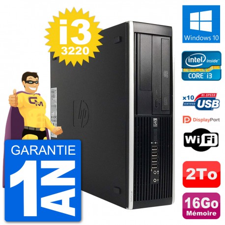 PC HP Compaq Pro 6300 SFF Intel i3-3220 RAM 16Go Disque Dur 2To Windows 10 Wifi