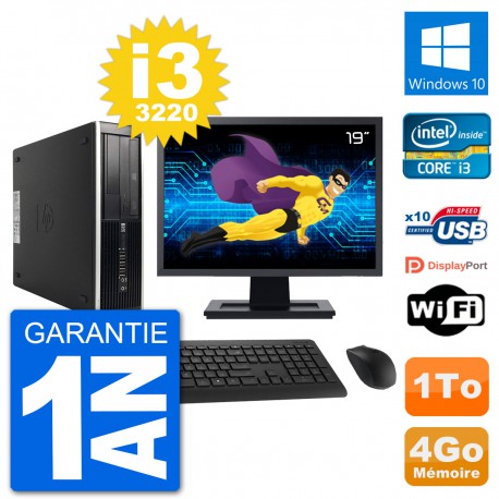 PC HP Compaq Pro 6300 SFF Ecran 19" i3-3220 RAM 4Go Disque 1To Windows 10 Wifi
