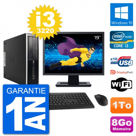 PC HP Compaq Pro 6300 SFF Ecran 19" i3-3220 RAM 8Go Disque 1To Windows 10 Wifi