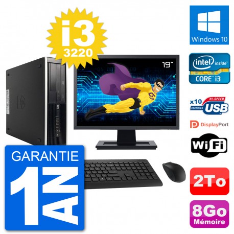 PC HP Compaq Pro 6300 SFF Ecran 19" i3-3220 RAM 8Go Disque 2To Windows 10 Wifi