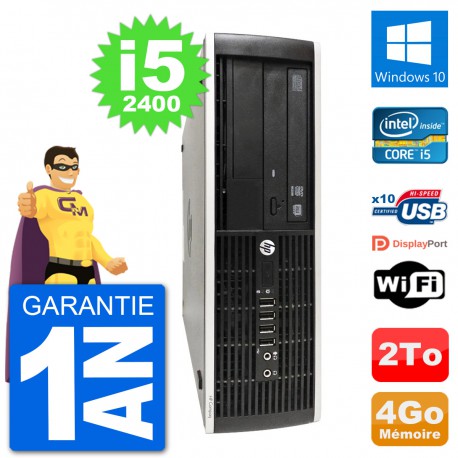 PC HP Compaq Pro 6300 SFF Intel i5-2400 RAM 4Go Disque Dur 2To Windows 10 Wifi