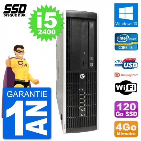 PC HP Compaq Pro 6300 SFF Intel i5-2400 RAM 4Go SSD 120Go Windows 10 Wifi