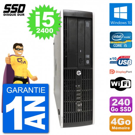 PC HP Compaq Pro 6300 SFF Intel i5-2400 RAM 4Go SSD 240Go Windows 10 Wifi
