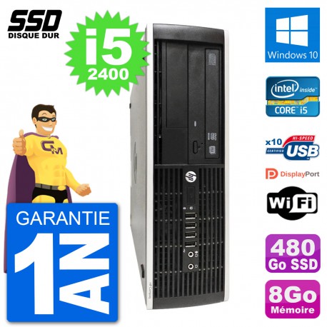 PC HP Compaq Pro 6300 SFF Intel i5-2400 RAM 8Go SSD 480Go Windows 10 Wifi