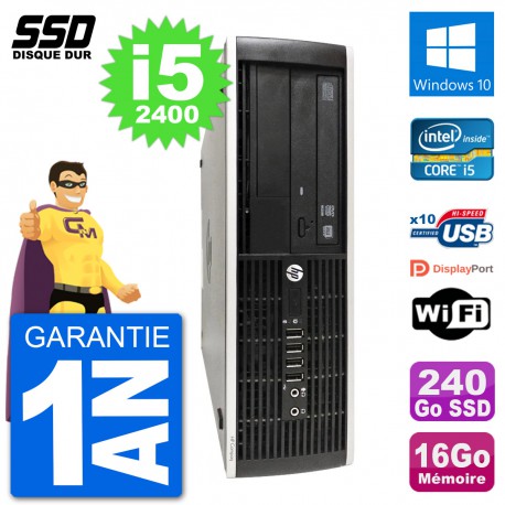 PC HP Compaq Pro 6300 SFF Intel i5-2400 RAM 16Go SSD 240Go Windows 10 Wifi