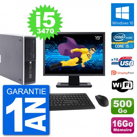 PC HP Compaq Pro 6300 SFF Ecran 19" Intel i5-3470 RAM 16Go 500Go Windows 10 Wifi