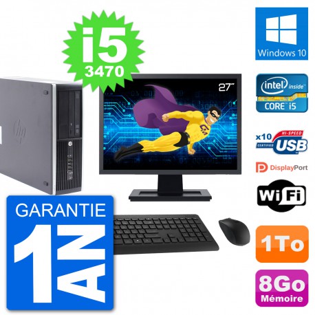 PC HP Compaq Pro 6300 SFF Ecran 27" i5-3470 RAM 8Go Disque 1To Windows 10 Wifi