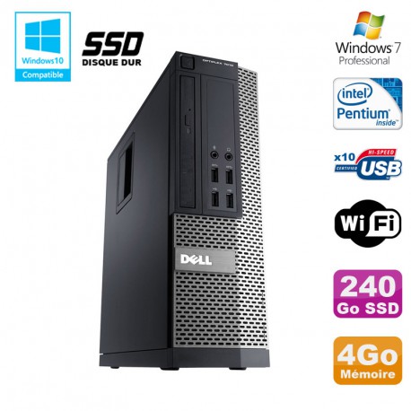 PC Dell Optiplex 7010 SFF Intel G870 3.1GHz 4Go Disque 240Go SSD Wifi W7