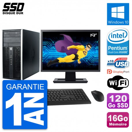 PC Tour HP Pro 6300 CMT Ecran 19" Intel G630 RAM 16Go SSD 120Go Windows 10 Wifi