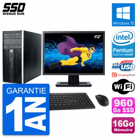 PC Tour HP Pro 6300 CMT Ecran 19" Intel G630 RAM 16Go SSD 960Go Windows 10 Wifi