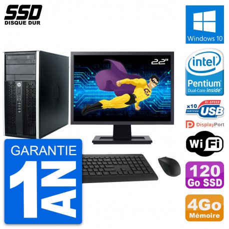 PC Tour HP Pro 6300 CMT Ecran 22" Intel G630 RAM 4Go SSD 120Go Windows 10 Wifi