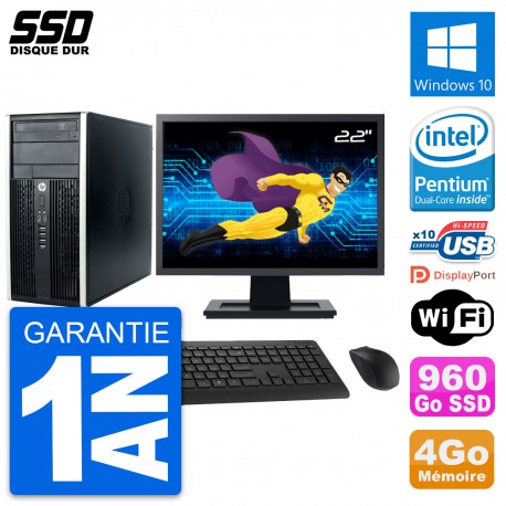 PC Tour HP Pro 6300 CMT Ecran 22" Intel G630 RAM 4Go SSD 960Go Windows 10 Wifi