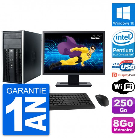 PC Tour HP Pro 6300 CMT Ecran 22" G630 RAM 8Go Disque Dur 250Go Windows 10 Wifi