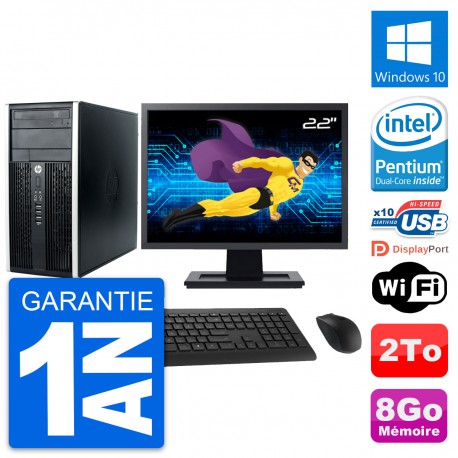 PC Tour HP Pro 6300 CMT Ecran 22" G630 RAM 8Go Disque Dur 2To Windows 10 Wifi