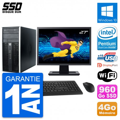 PC Tour HP Pro 6300 CMT Ecran 27" Intel G630 RAM 4Go SSD 960Go Windows 10 Wifi