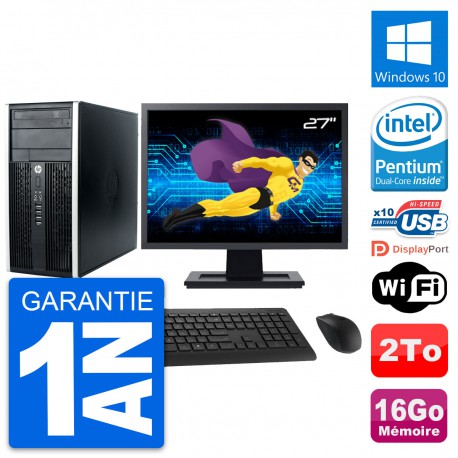 PC Tour HP Pro 6300 CMT Ecran 27" G630 RAM 16Go Disque Dur 2To Windows 10 Wifi