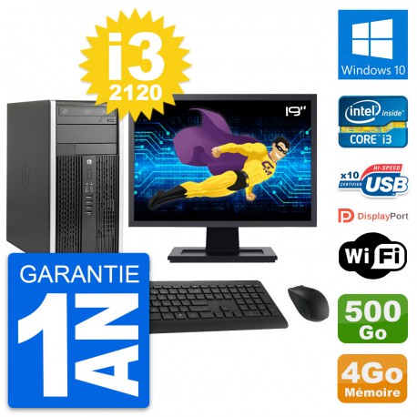 PC Tour HP Pro 6300 CMT Ecran 19" i3-2120 RAM 4Go Disque 500Go Windows 10 Wifi