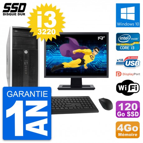 PC Tour HP 6300 CMT Ecran 19" Intel i3-3220 RAM 4Go SSD 120Go Windows 10 Wifi