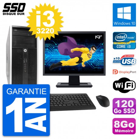 PC Tour HP 6300 CMT Ecran 19" Intel i3-3220 RAM 8Go SSD 120Go Windows 10 Wifi