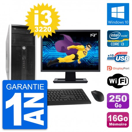 PC Tour HP Pro 6300 CMT Ecran 19" i3-3220 RAM 16Go Disque 250Go Windows 10 Wifi