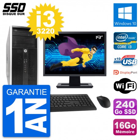 PC Tour HP 6300 CMT Ecran 19" Intel i3-3220 RAM 16Go SSD 240Go Windows 10 Wifi